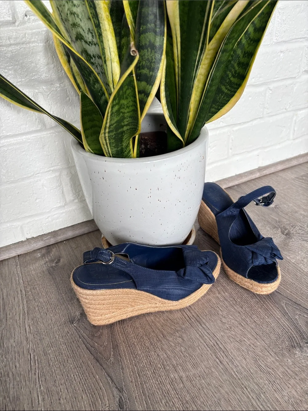 Naturalizer Navy Knot Front Espadrille Wedge Slingback